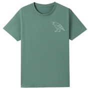 A slate green oversized tee with a small Support Your Local Murder graphic on the left chest.