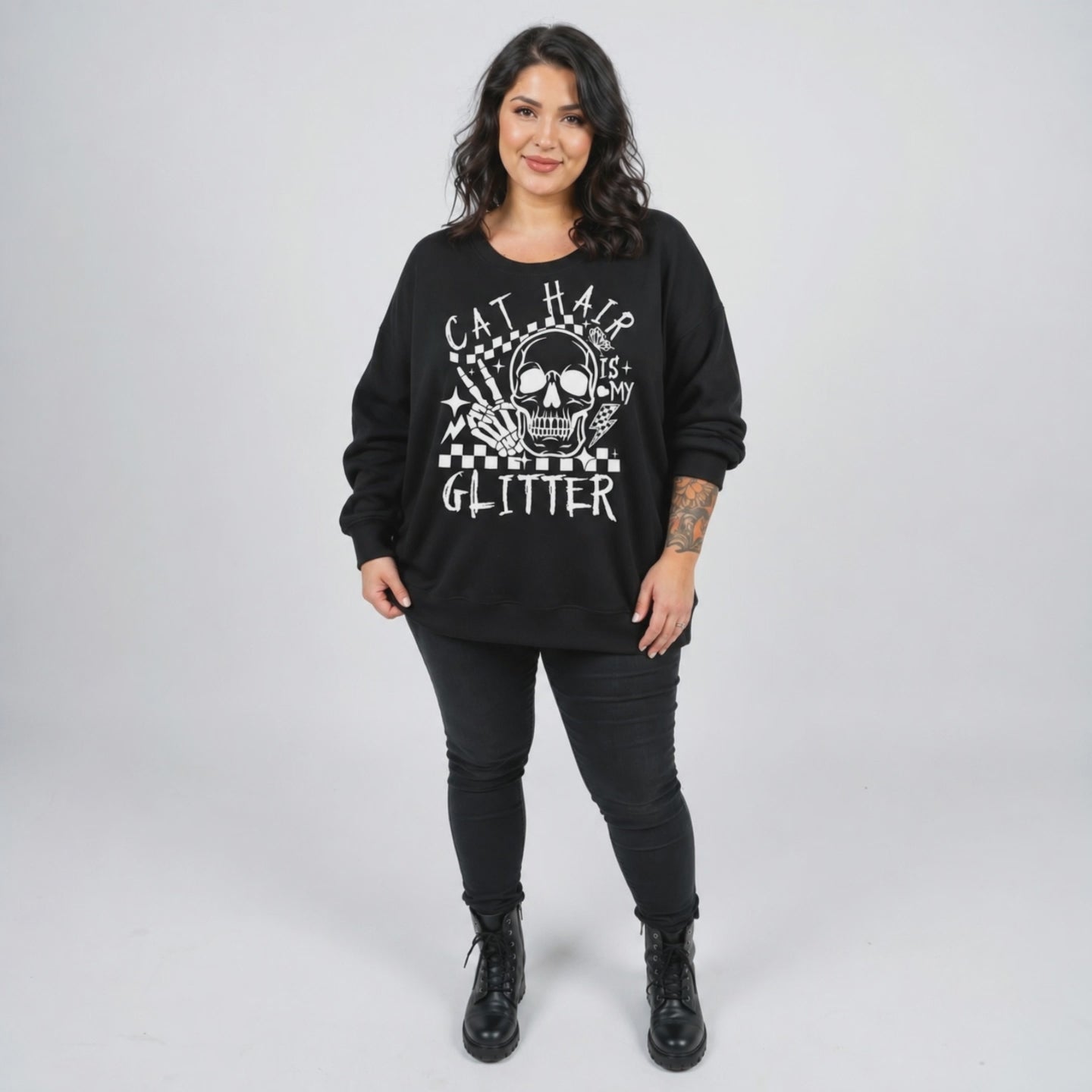 Cat Hair Is My Glitter Oversized Crew Neck