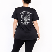 Inner Peace oversized black graphic tee women's plus size streetwear Australia sizes 10-40 Bae Bands