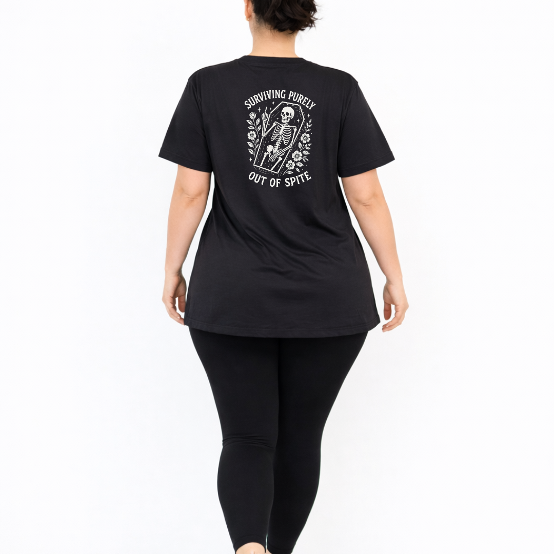 Surviving oversized black graphic tee women's plus size streetwear Australia sizes 10-40 Bae Bands