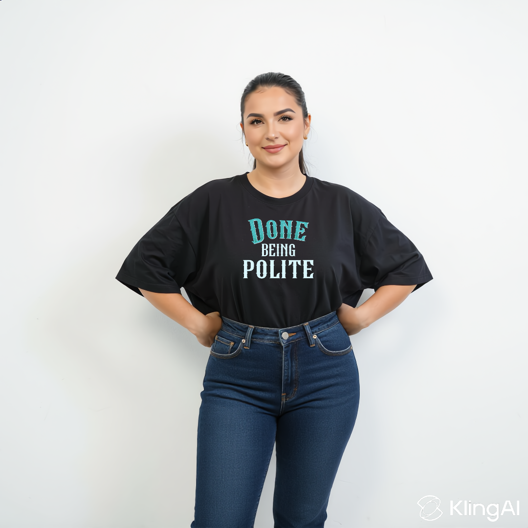 Done Being Polite College oversized black graphic tee women's plus size streetwear Australia sizes 10-40 Bae Bands