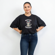 Namaste bold graphic print detail oversized black cotton tee plus size women's Australia