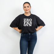Zero Fucks bold graphic print detail oversized black cotton tee plus size women's Australia