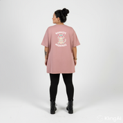 Namaste bold graphic print detail straight fit dusty pink cotton tee women's streetwear Australia