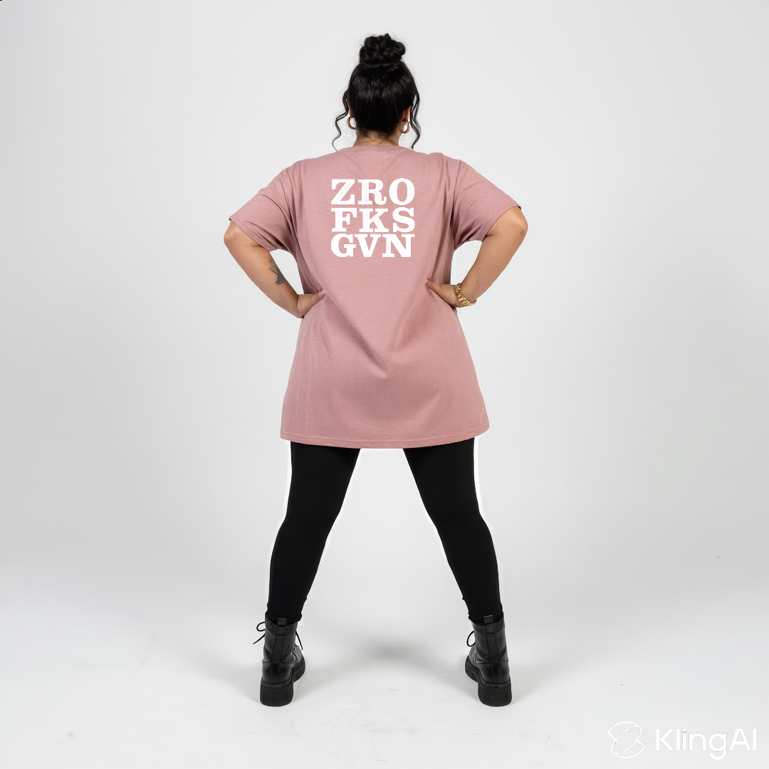 Zero Fucks straight fit dusty pink graphic tee women's streetwear Australia sizes 10-24 Bae Bands