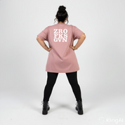 Zero Fucks straight fit dusty pink graphic tee women's streetwear Australia sizes 10-24 Bae Bands