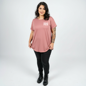 Zero Fucks bold graphic print detail straight fit dusty pink cotton tee women's streetwear Australia