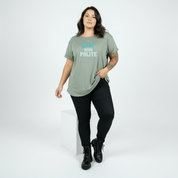 Done Being Polite College oversized slate green graphic tee women's streetwear Australia sizes 10-24 Bae Bands