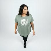 Zero Fucks straight fit slate green graphic tee women's streetwear Australia sizes 10-24 Bae Bands
