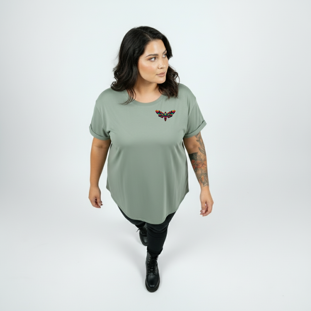 Done Being Polite oversized slate green graphic tee women's streetwear Australia sizes 10-24 Bae Bands