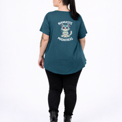 Namaste straight fit teal graphic tee women's streetwear Australia sizes 10-24 Bae Bands