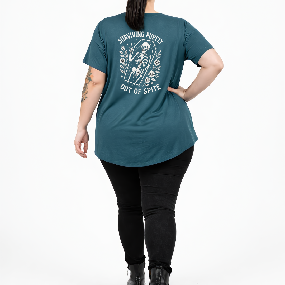 Surviving straight fit teal graphic tee women's streetwear Australia sizes 10-24 Bae Bands
