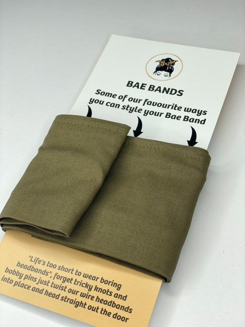 Army Green Boho Wire Headband - Bae Bands Australia Twist Bow Wire Headband allows for your headband to stay in place all day with no headaches,