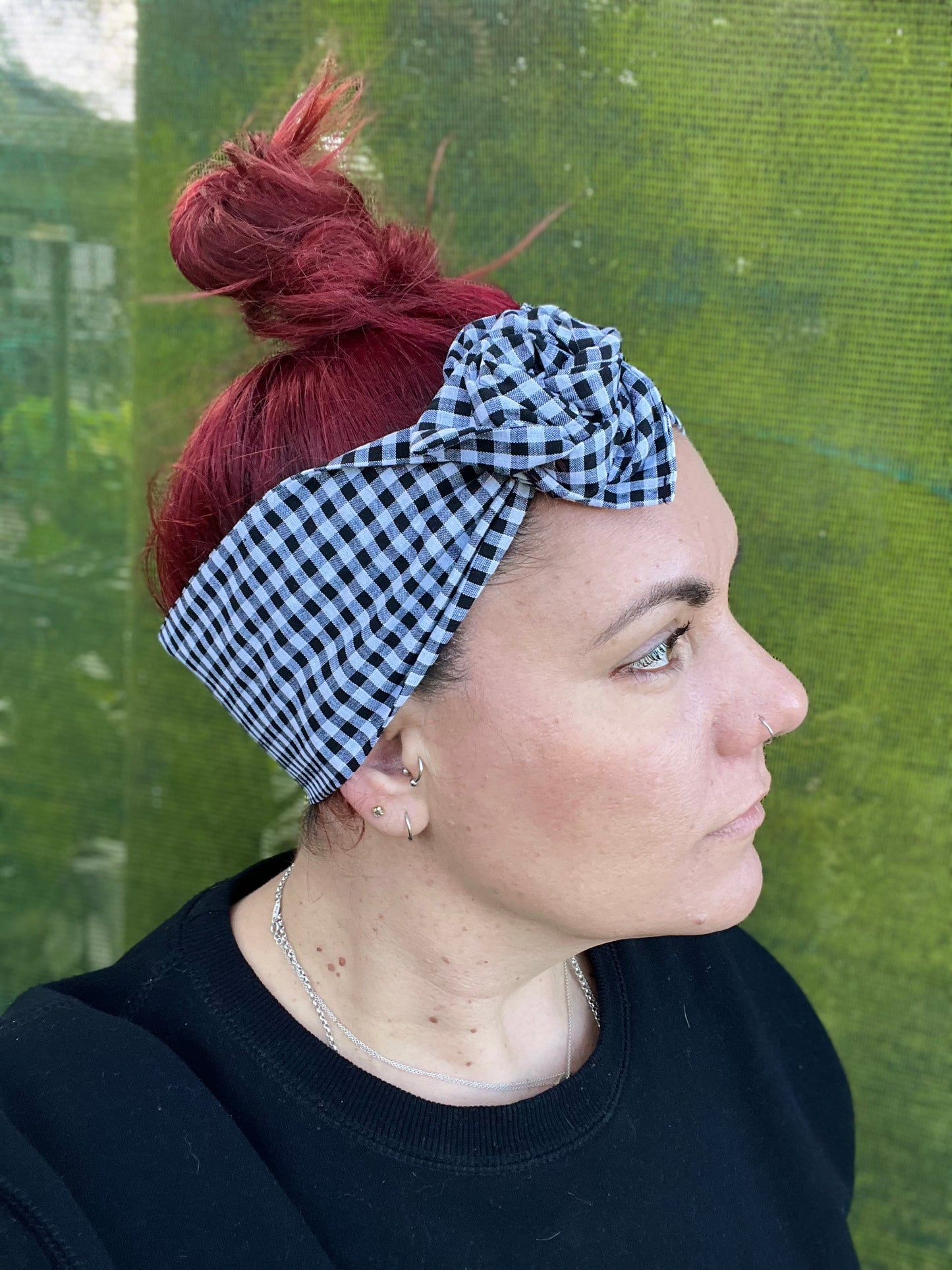 Black & White Gingham Boho Wire Headband - Bae Bands Australia Twist Bow Wire Headband allows for your headband to stay in place all day with no headaches,