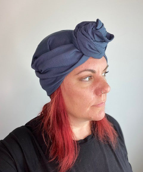 Blue headscarf | Turban with Wire