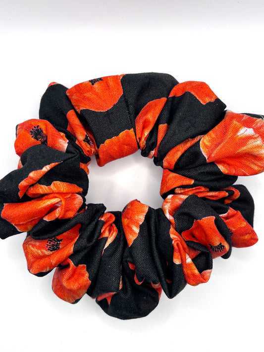 Black and Red Poppy Scrunchie