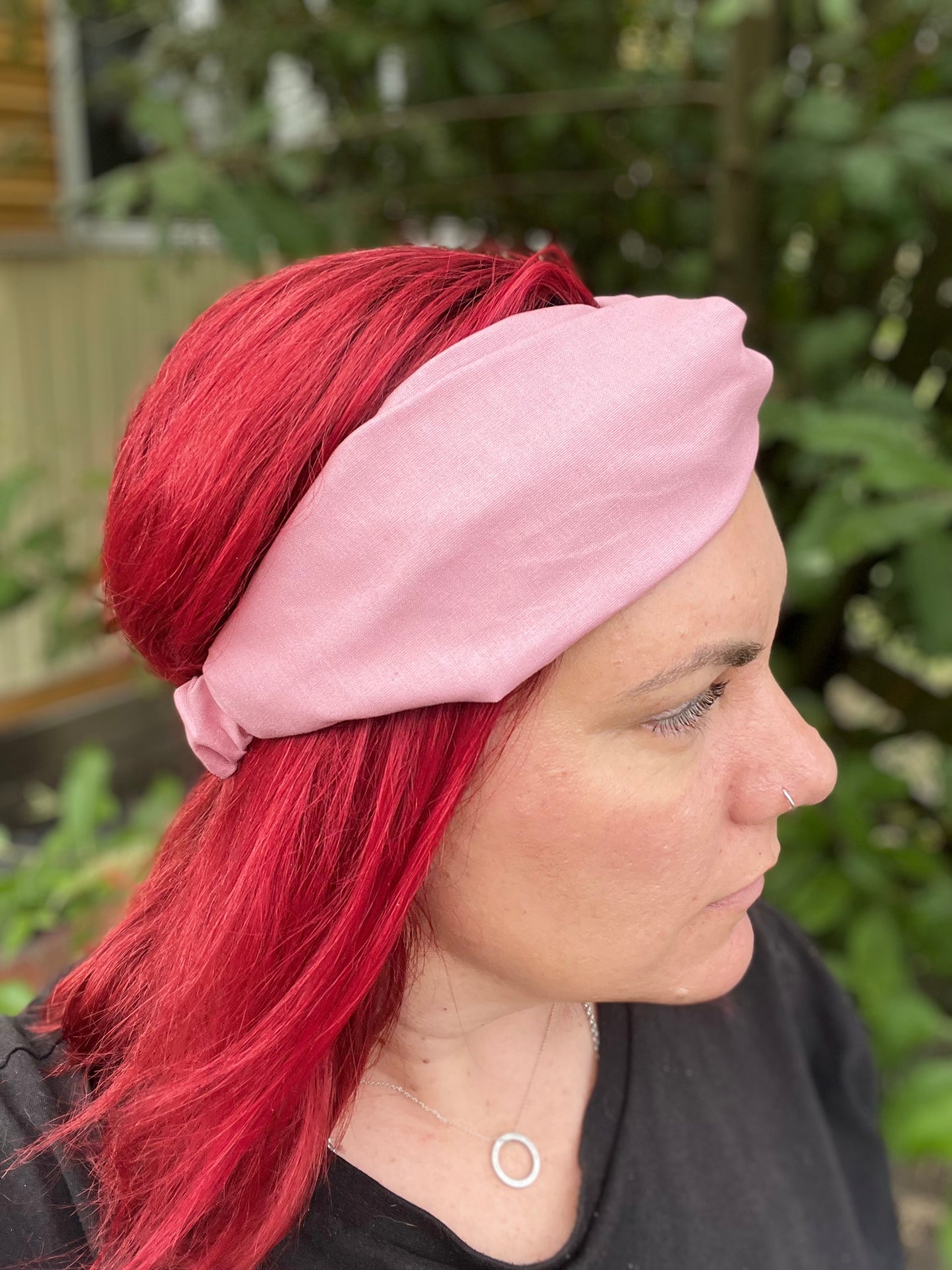 Dusty Pink Twist Headband with Elastic