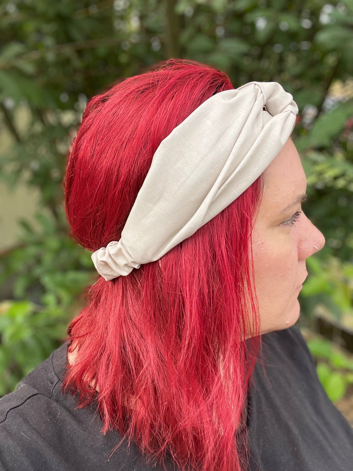 Beige Twist Headband with Elastic