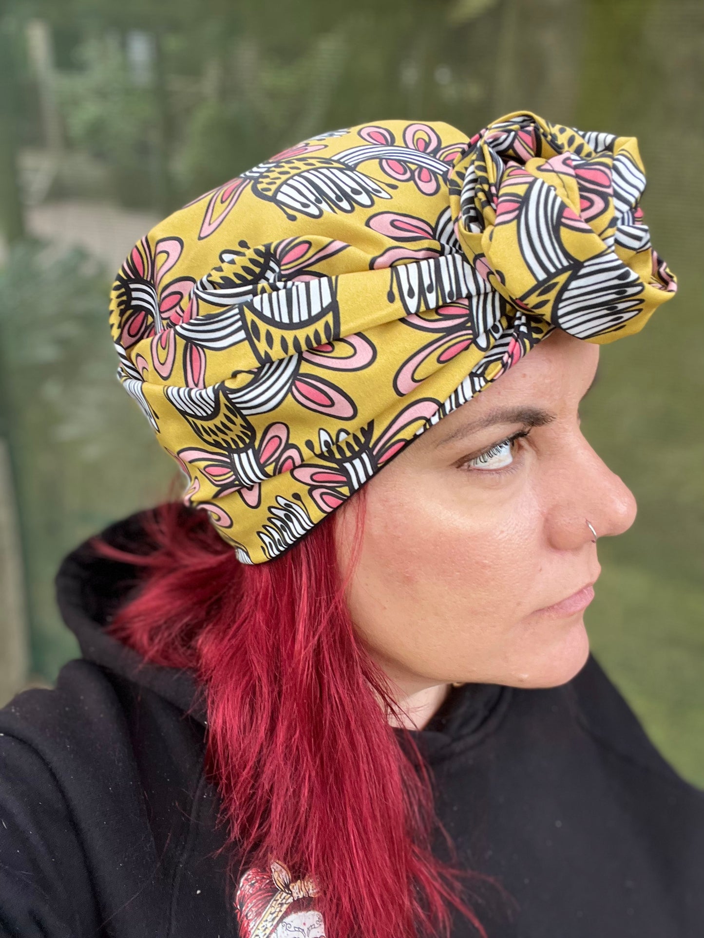 Bright Floral Hair Cover | Wire Turban