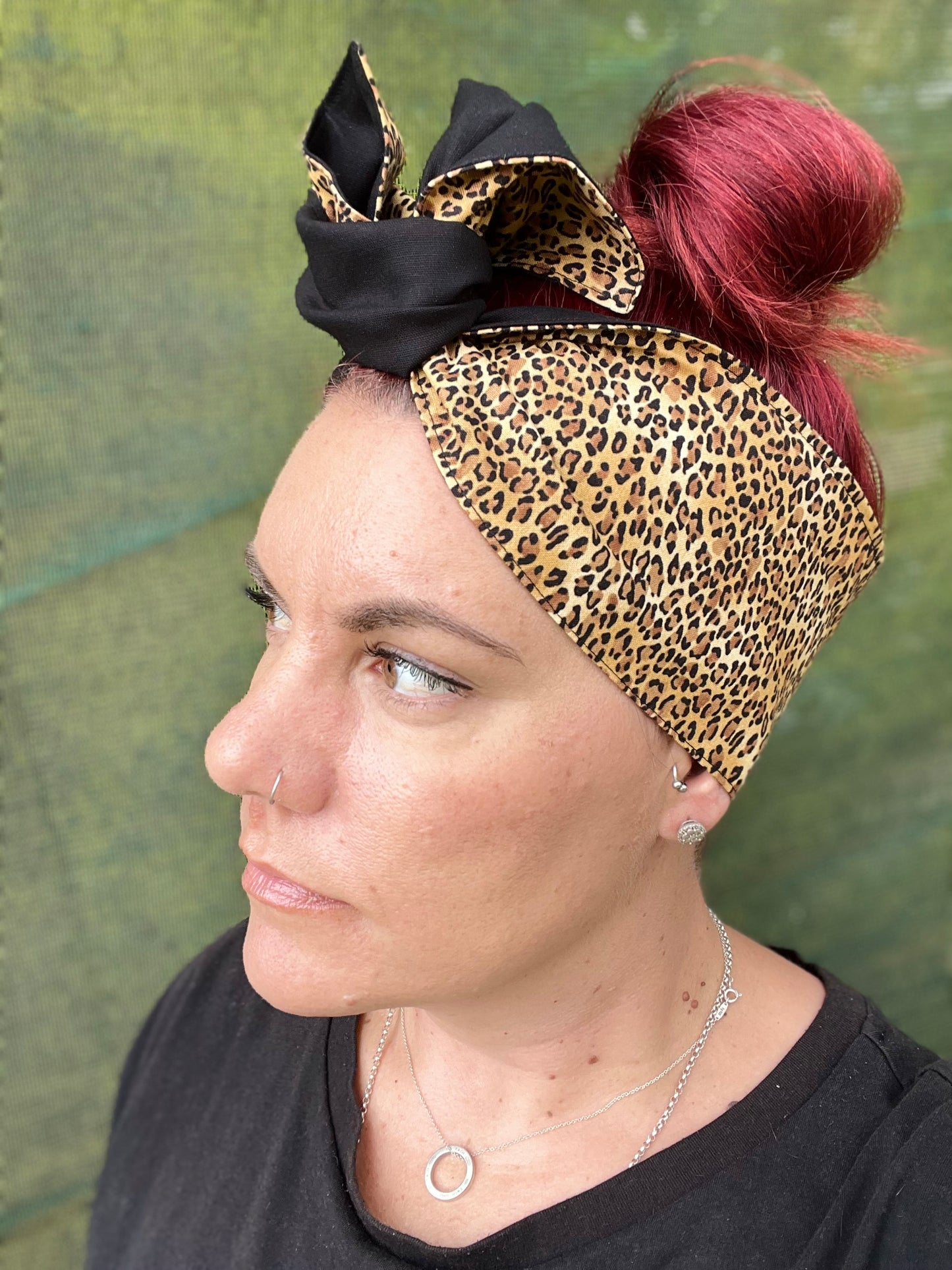 Leopard on Black Boho Wire Headband - Bae Bands Australia Twist Bow Wire Headband allows for your headband to stay in place all day with no headaches,