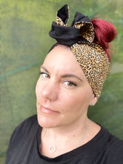 Leopard on Black Boho Wire Headband - Bae Bands Australia Twist Bow Wire Headband allows for your headband to stay in place all day with no headaches,