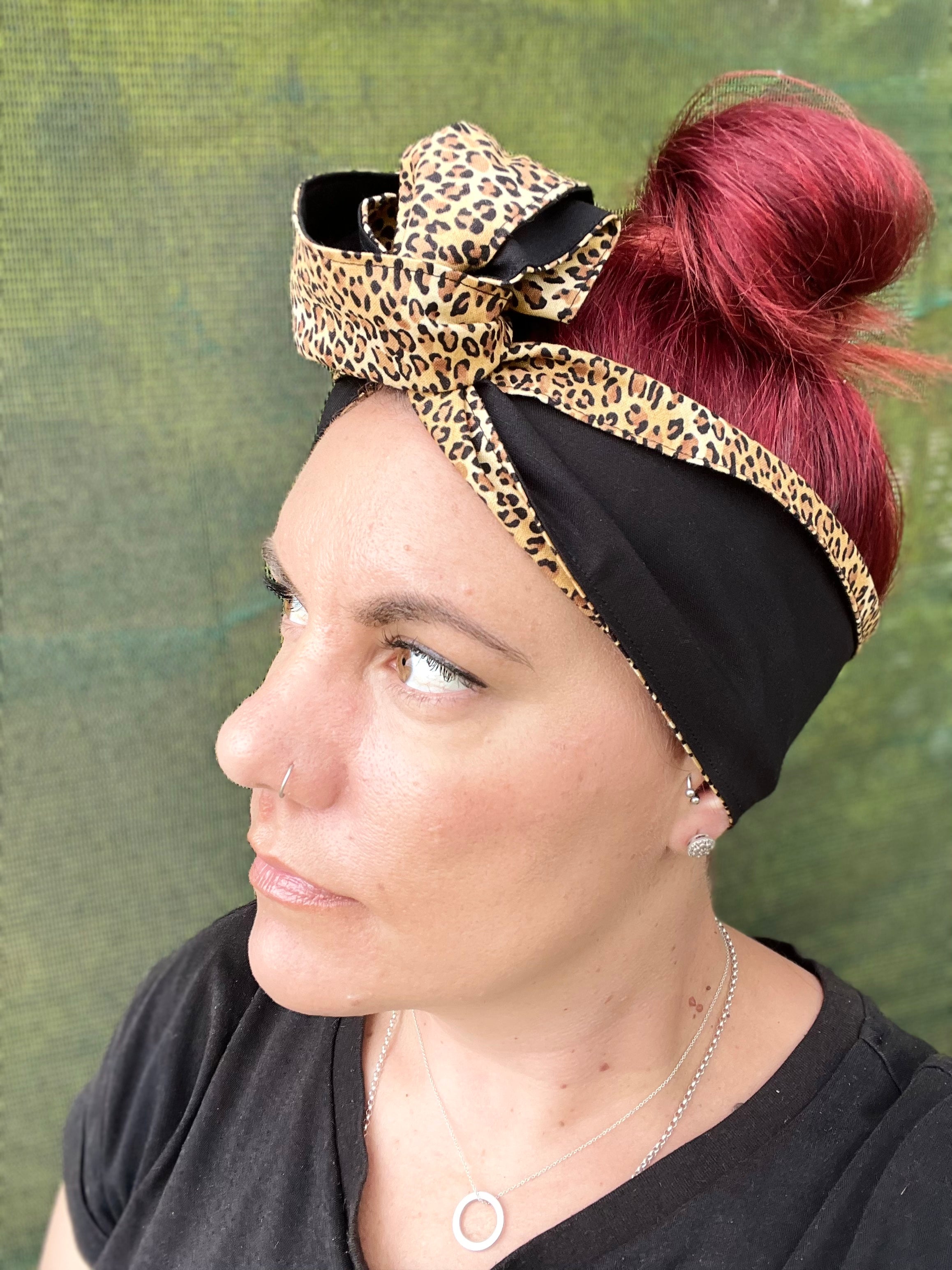 Leopard on Black Boho Wire Headband - Bae Bands Australia Twist Bow Wire Headband allows for your headband to stay in place all day with no headaches,