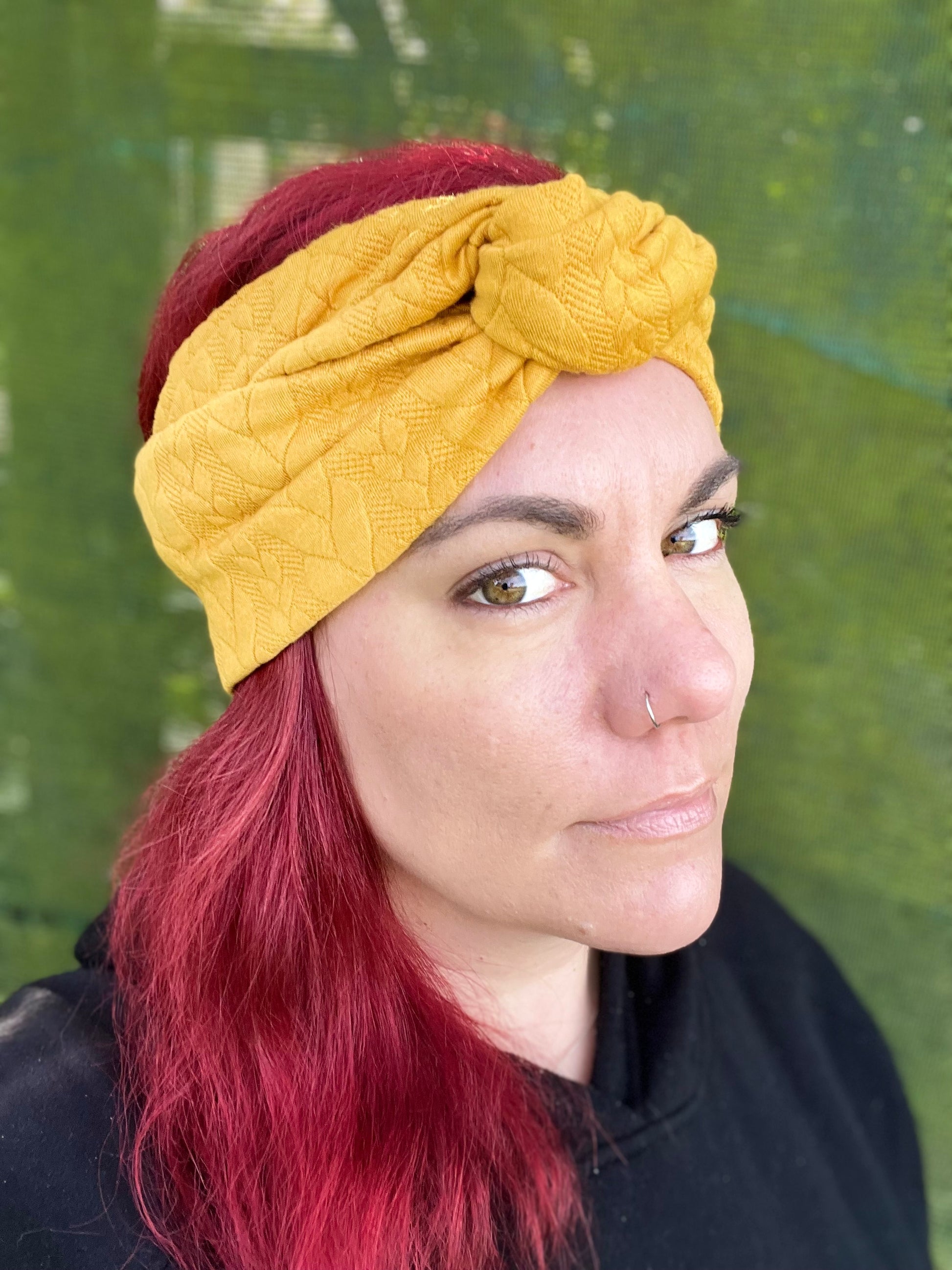 Mustard Cable Knit Boho Wire Headband - Bae Bands Australia Twist Bow Wire Headband allows for your headband to stay in place all day with no headaches,