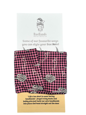 Pink Gingham F Off Skeleton Finger Wired Head Wrap