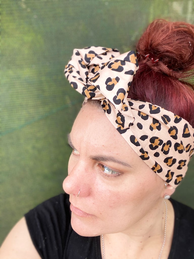 Pink Leopard Boho Wire Headband - Bae Bands Australia Twist Bow Wire Headband allows for your headband to stay in place all day with no headaches,