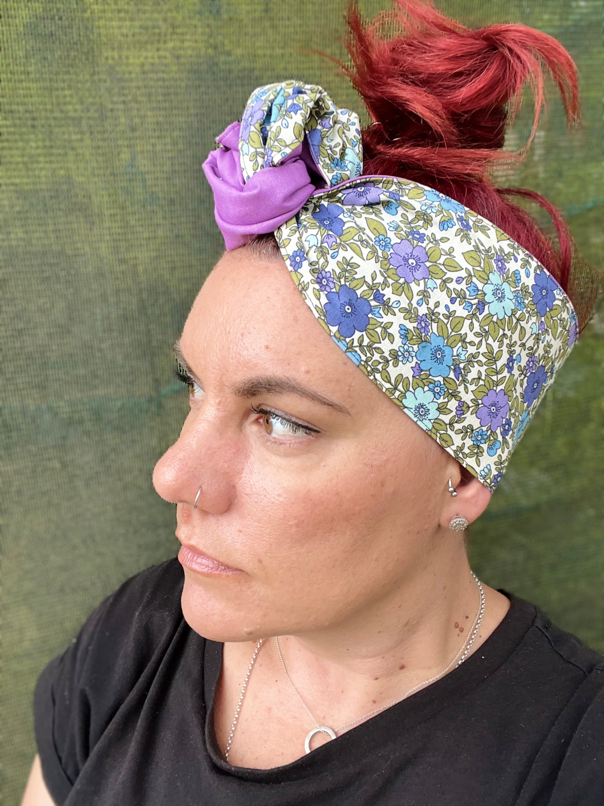 Purple Floral Reversible Boho Wire Headband - Bae Bands Australia Twist Bow Wire Headband allows for your headband to stay in place all day with no headaches,