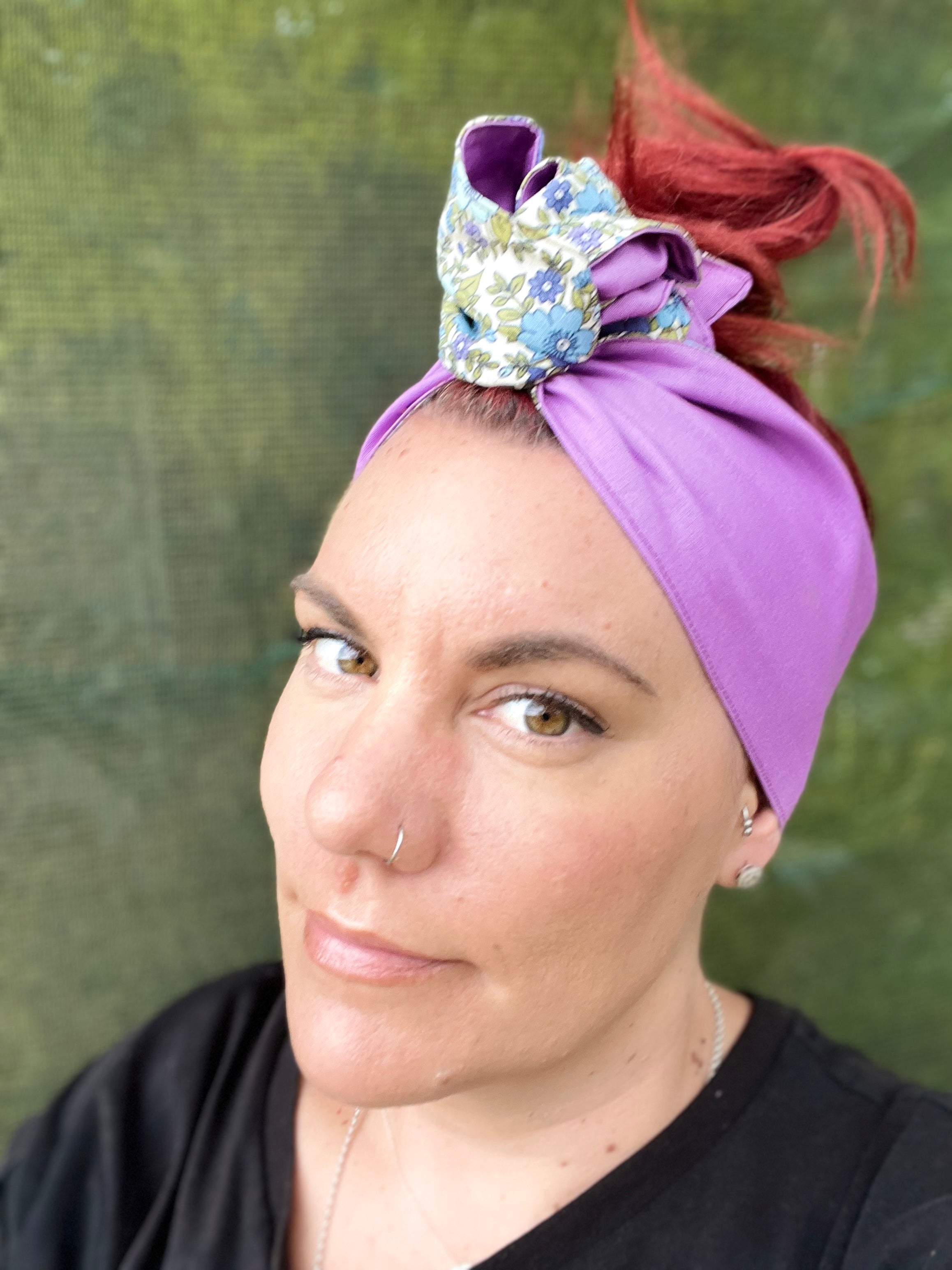 Purple Floral Reversible Boho Wire Headband - Bae Bands Australia Twist Bow Wire Headband allows for your headband to stay in place all day with no headaches,