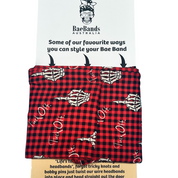 Red Gingham F Off Skeleton Finger Wired Head Wrap
