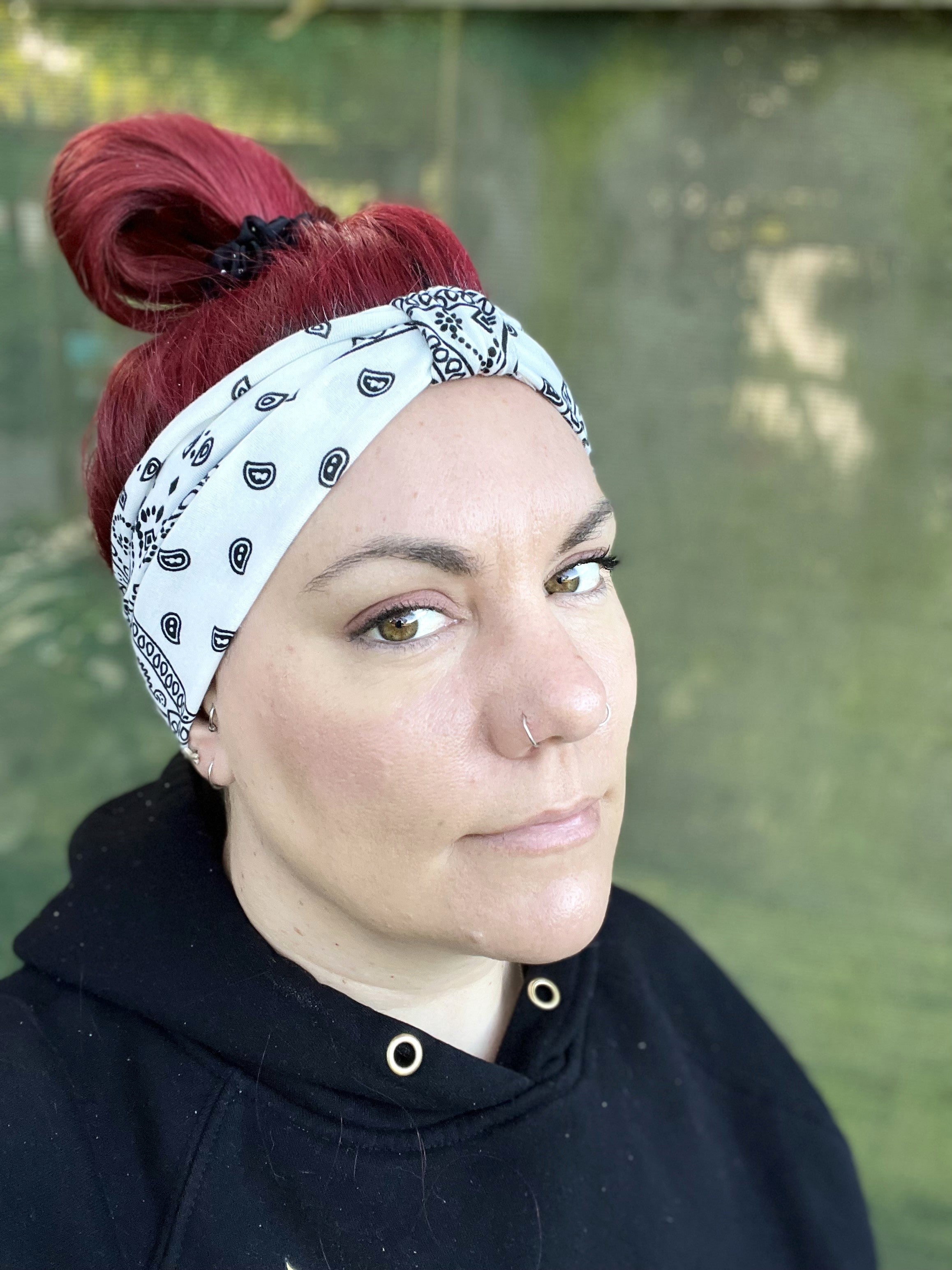 White Paisley Stretch Headband