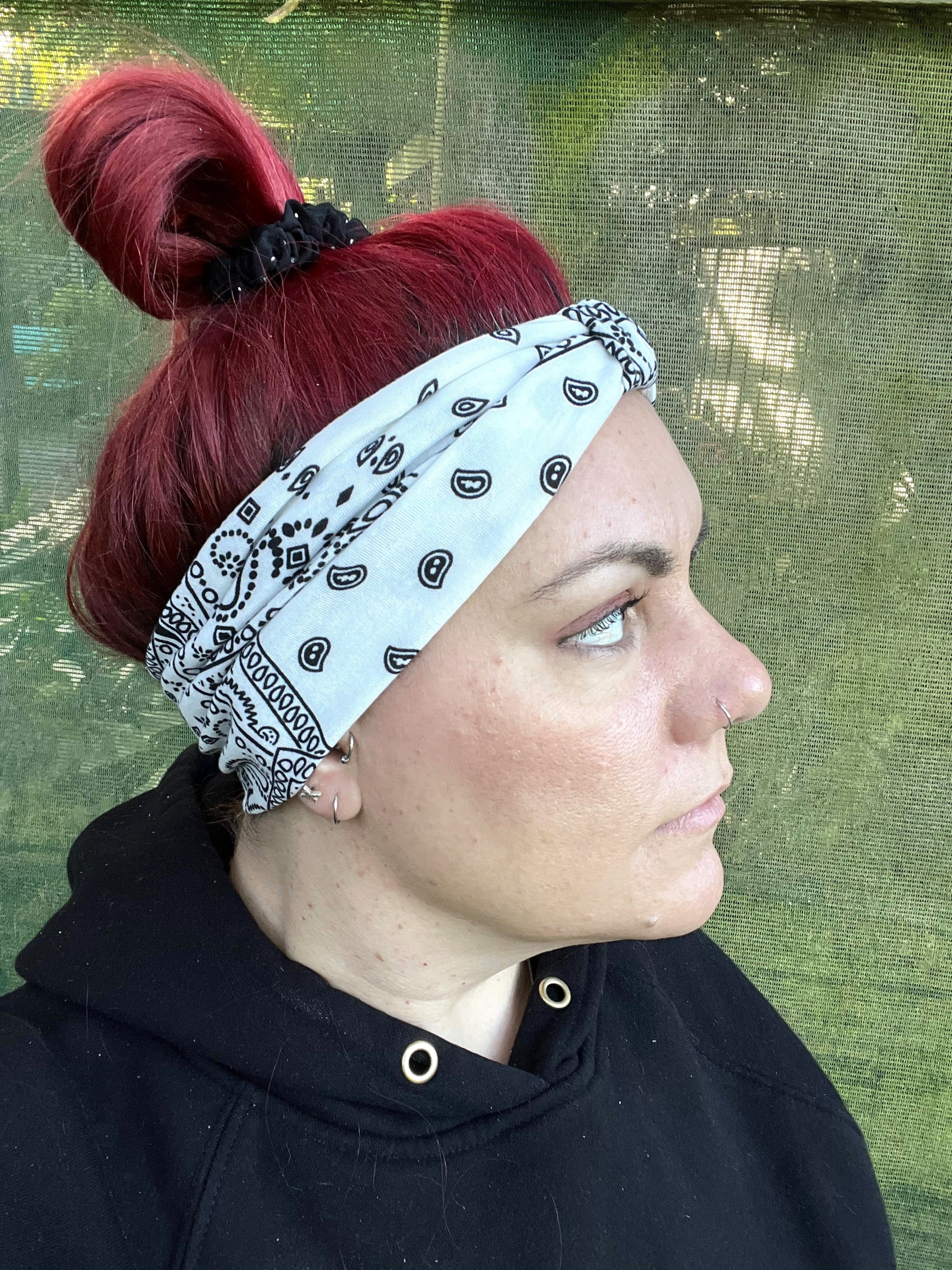 White Paisley Stretch Headband