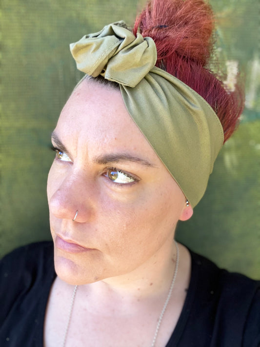 Army Green Boho Wire Headband - Bae Bands Australia Twist Bow Wire Headband allows for your headband to stay in place all day with no headaches,